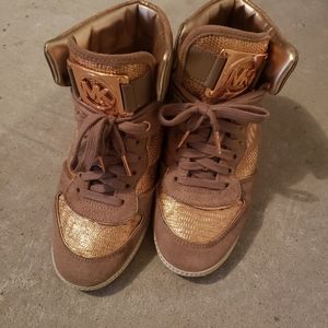 [Michael Kors] Rose Gold High Top Wedge Sneakers